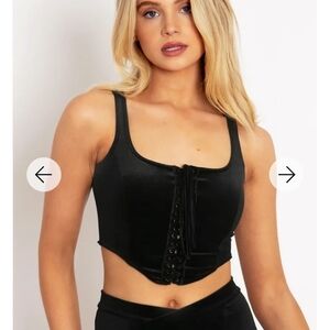 Blackmilk Clothing Velvet Black Lace Up Corset Top Size XL